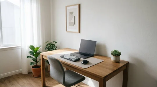 Professional workspace showcasing AI-powered administrative productivity tools