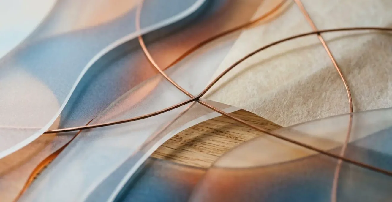 Macro close-up of data analysis tools and materials showing intricate details and textures