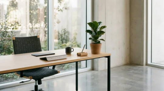 Modern business professional efficiently managing automated invoicing workflow on clean minimalist workspace