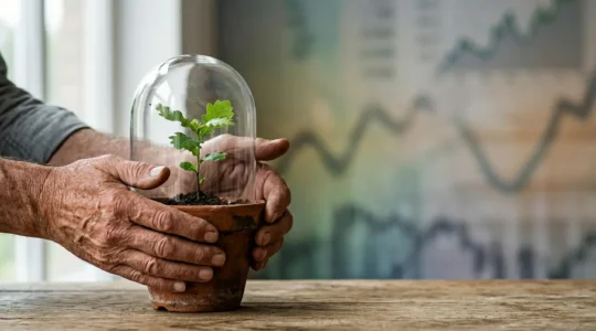 Professional retirement planning concept showing safe withdrawal strategy during market uncertainty