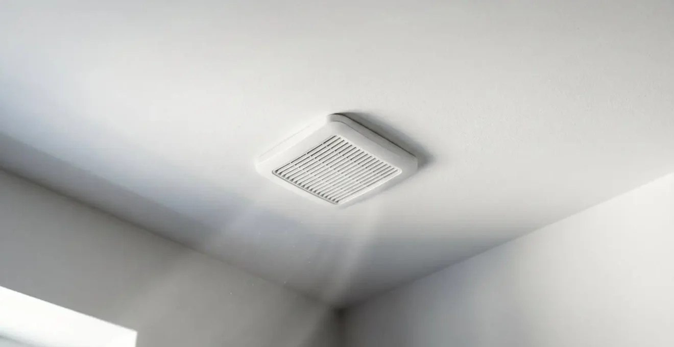 Positive Input Ventilation system unit installed in a ceiling creating continuous airflow to prevent moisture buildup in insulated rooms